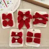 Año Nuevo Rojo Brillante Seda Festival de Primavera Versátil Adorno para el Cabello de Perla con Lazo Accesorios para el Cabello Clip para el Cabello Infantil Chino
