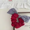 Nova Faixa de Cabelo Infantil com Xadrez de Cores Contrastantes Headband Corda de Cabelo com Bola