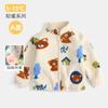 Outono e inverno novo casaco infantil de fleece com forro de fleece espessado estampado grande cardigã infantil jaqueta de fleece vestuário infantil atacado