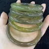 Pulseira de ágata natural tinta de gelo cinza calcedônia yuanshan daiqing lago verde verde barra redonda beleza pulseira tilintante