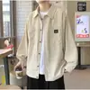 Camisa de Manga Longa Jaqueta Masculina Primavera Outono Japonês Retrô Roupa de Trabalho Solta Tendência Street Cool Casual Bolso Camisa de Veludo