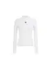Camisa Base de Malha Mosesqueen Cinza Gola Meia-Alta Canelada Manga Longa Slim Fit Top Interno para Mulheres