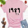 Moda europea y americana 2025 1989ts camiseta redonda simple estampada para hombre y mujer europea y americana