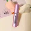 Frasco Recarregável de Alumínio para Perfume de 5ml com Borrifador Auto-Pump na Base, Frasco Vazio Tamanho Viagem, Frasco Transparente para Spray Fixador de Maquiagem