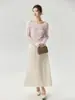 Escote Bardot estilo francés, 75% cachemira, 25% seda de morera, suéter de punto para mujer, nueva colección otoño 2026