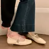 Zapatos Mary Jane estilo francés para mujer, modelo nuevo primavera y otoño 2026, planos versátiles negros sin cordones, zapatos de cuero de suela blanda