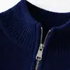 2026 Nuevo Suéter Cardigan con Cremallera y Hombros Caídos para Niños Otoño/Invierno, Ropa Exterior de Punto de Cuello Alto Medio para Niños Grandes