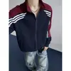Cardigan de marca nuevo y moderno para primavera y otoño, chaqueta con bloques de color y cuello alto para hombres y mujeres, chaqueta deportiva retro holgada para parejas, moderna