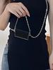 Mini bolso bandolera cuadrado pequeño, bolso para tarjetas, colgante, collar, bolso largo de metal con abrazadera para tarjetas, bolso bandolera plateado con cadena para mujer