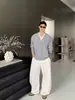 Suéter de Punto Falso de Dos Piezas con Cuello en V para Hombre, Cuello Henry, Estilo Old Money, Estilo Lujo Ligero, Negocios, Otoño e Invierno, Comercio Exterior, Venta al por Mayor Transfronteriza