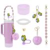 Set de 7 Piezas Taza Tapa de Popote Decorativa Set de Vasos Cadena para Vasos Ins Chai Perro Serie Colgante para Llaves Colgante de Bola de Felpa