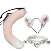 Simulação de gato, faixa de cabeça de pelúcia com orelha de animal, conjunto de acessórios para cosplay, faixa de cabeça, fantasia de raposa