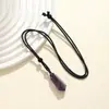 Transmissão Ao Vivo do Tiktok Colar Pingente Hexaédrico de Cristal de Ametista Natural Ágata Pedra Bruta Colar de Pedra Preciosa Coluna Hexagonal