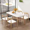 Mesa de comedor y silla combinadas, pequeña mesa rectangular para el hogar, mesa y silla de comedor para desayunador comercial, restaurante de comida rápida, silla de cuerno de hierro.