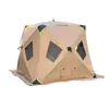 Tienda cuadrada acolchada multicapa para pesca en hielo con faldón de nieve extendido, a prueba de viento, para campamentos de pesca de invierno y actividades de team building, disponible para compra al por mayor y tamaños personalizables