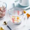 Taza medidora de vidrio transparente con escala, recipiente para batir crema de huevo, taza de desayuno resistente a altas temperaturas, gran capacidad, una generación de cabello
