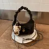 Bolsa Plissada com Laço para Mulheres, Nova Bolsa Transversal Outono e Inverno, Bolsa Estilosa de Ombro Formato Dumpling com Design Único
