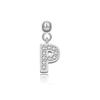 Andywen Plata S925 Accesorios de Letras Microincrustados Colgante de Letra Inglesa Simple y Versátil Pendientes Colgantes de 26 Letras
