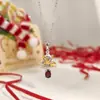 Colar de Árvore de Natal Doce Prata S925 Escovada Nicho Menina Corrente da Clavícula Cristal Natural Peridoto Presente de Natal