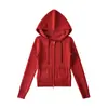 Cárdigan Sudadera de Forro Polar con Capucha, Top de Punto Ajustado, Pantalones de Punto de Pierna Ancha, Pantalones Fluidos Rectos Largos hasta el Suelo