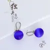 Pendientes de Acero Inoxidable 316 con Baño de Oro de 18K y Piedra Ojo de Gato de Moda, Estilo Francés de Lujo Ligero y Temperamento