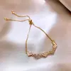 Pulsera Corazón de Zirconia Microincrustada Chapada en Oro Real Diseño Ins Pulsera de Amor Mejor Amiga de Niña Pulsera Sencilla de Estudiante