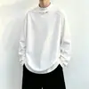 Camiseta masculina de manga comprida com gola alta, nova coleção outono 2026, camada base de peso pesado, top moderno para adolescentes, branco
