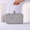 Nova Bolsa de Jantar Transfronteiriça Bolsa de Mão Feminina Europeia e Americana Clutch de Banquete Cravejada de Diamantes Bolsa de Mão para Vestido de Noite