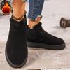 Botas de Nieve de Gran Tamaño para Mujer de Comercio Exterior Transfronterizo, Color Sólido para Otoño e Invierno, Suela Plana, Forradas de Felpa, Engrosadas, Cálidas, de Poner, Botas de Algodón