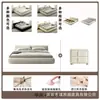 Cama minimalista estilo tatami em creme para quarto principal, cama de tecido fosco, cama cubo tamanho casal, cama de casamento para casa e pousadas