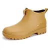 Botas de lluvia transfronterizas botines zapatos de agua para hombre zapatos Chelsea de terciopelo fijo zapatos para vadear zapatos de goma de caña baja estilo antideslizante resistentes al desgaste