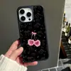 Fundo preto feminino com pequenas flores de cerejeira, capa de celular fosca e amiga da pele, atacado, capa rígida para iPhone 16/17/18 Promax
