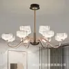 Lustre Moderno de Luxo Leve para Sala de Estar com Luz de Três Cores Mutáveis, Iluminação Residencial em Ferro e Acrílico para Quarto e Sala de Jantar