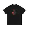 Rua marca de moda retrô desenhos animados japoneses 260g pesado angustiado manga curta homens hip hop lavado camiseta meia manga top