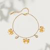 Pulseira de Aço Inoxidável Trevo de Quatro Folhas Joias de Diamante Europeias e Americanas Pulseira de Trevo Transfronteiriça Borboleta Feminina Acessórios de Ouro 18K