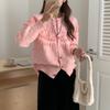 Sheer Home Otoño 2025 Nuevo Suéter para Mujer Cardigan de Punto Fair Isle Manga Larga Raglán Estilo Coreano Botones Coloridos