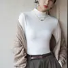 Camiseta Básica Gruesa de Cuello Semi-Alto Térmica para Mujer, Estilo Básico Otoño e Invierno, Top Versátil Simple y Elegante