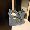 Bolso vaquero informal de gran capacidad para mujer, bolso de hombro ligero y artístico para estudiantes universitarios, 2024