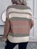 Suéter de punto para mujer, nuevo de otoño e invierno, a rayas, patchwork, cuello en V, holgado, casual, corte ajustado, popular en sitios independientes de comercio exterior
