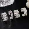 Anillo Ajustable Abierto de Plata 925 Chapado en Cobre, Lujo Ligero, Gama Alta, Diseño de Nicho, Estrella de Zirconia para Mujer, Verano