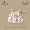 Camisola Infantil 2026 Novidades de Verão Bebê Sem Mangas Gola Redonda Floral Estilo Coreano Top Estiloso