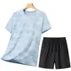 Conjunto de Camiseta e Shorts Esportivo Feminino Camuflado de Seda Gelada Secagem Rápida Respirável para Exterior Solto Ultra-Fino de Manga Curta Dropshipping