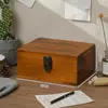 Caja de Madera con Tapa de Color Retro Caja de Madera con Cerradura para Almacenamiento en Casa Caja de Almacenamiento Organizadora para Joyería, Collares, Pendientes