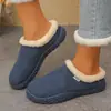 Chinelos Baotou Femininos para Exterior Sapatos Birkenstock 2026 Outono/Inverno Calce Fácil Sapatos Preguiçosos Plus Veludo Comércio Exterior Chinelos de Algodão Femininos