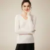 Tricô 100% Caxemira Pura Outono e Inverno para Mulheres Gola V Aparência Emagrecedora Tricô Tricotado Tricô de Base Transfronteiriça para Uso Interno e Externo
