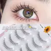 Pestañas Postizas Cruzadas Artificiales Naturales Cinco Pares de Tallos Transparentes de Deseo Puro Maquillaje Ligero Diario Ojo Plano de Cómic Pestañas Postizas