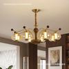 Lustre Retrô Americano Chinês de Luxo Leve para Sala de Estar Lâmpada de Ambiente de Alto Padrão Lâmpada de Sala de Jantar de Vidro Estilo Francês Meio do Século