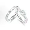Anillo Lindo de Pata de Gato con Pedrería, Ajustable, Estilo Pareja, Exquisito y Versátil, Regalo para Novia en San Valentín