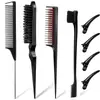 Set Popular Transfronterizo de Diez Piezas para Peinar el Cabello, Herramientas de Estilismo, Peine de Cardar, Peine de Cola con Aguja de Acero, Set de Peines para Maquillaje y Peinado
