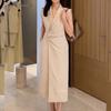 Estilo europeo de alta gama lujo ligero elegante socialité lujo socialité traje de alta calidad vestido sin mangas mujer verano